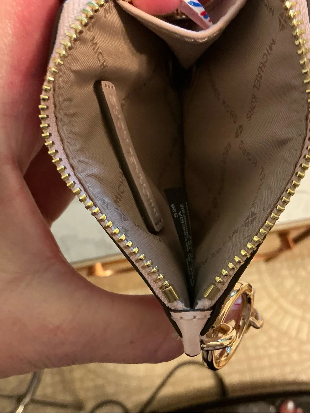 Michael Kors Blush Pink MK Logo Chain Card Holder